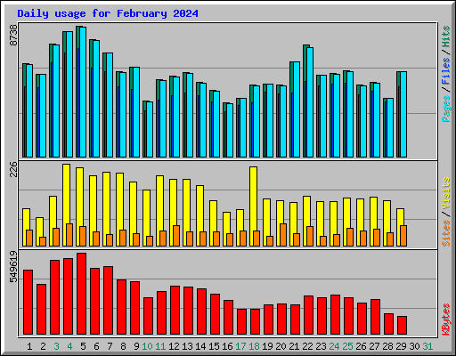 Daily usage for February 2024