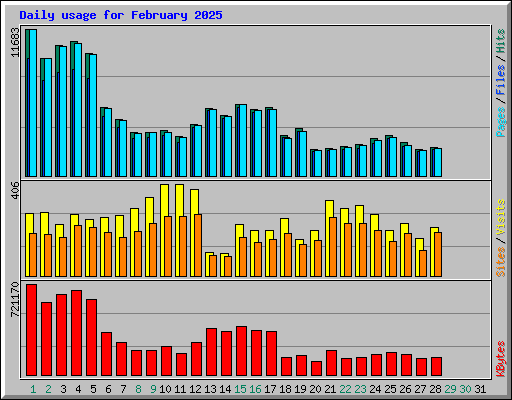 Daily usage for February 2025